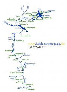 Schemat szlaku kajakowego - rzeka Drawa