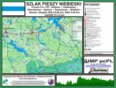 P-N-ZDR/ZWA-075 (PTTK ZP-1101n) niebieski, DRAWSKO POM. PKP - IŁOWIEC PKS, 53,3 km