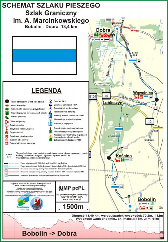 P-6 pieszy szlak niebieski "Graniczny" im. A. Marcinkowskiego, Bobolin - Dobra, 13,4 km