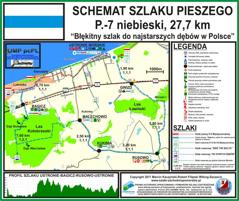 Szlak Błekitny do Najstarszych Dębów w Polsce, Ustronie Morskie, 27,7 km