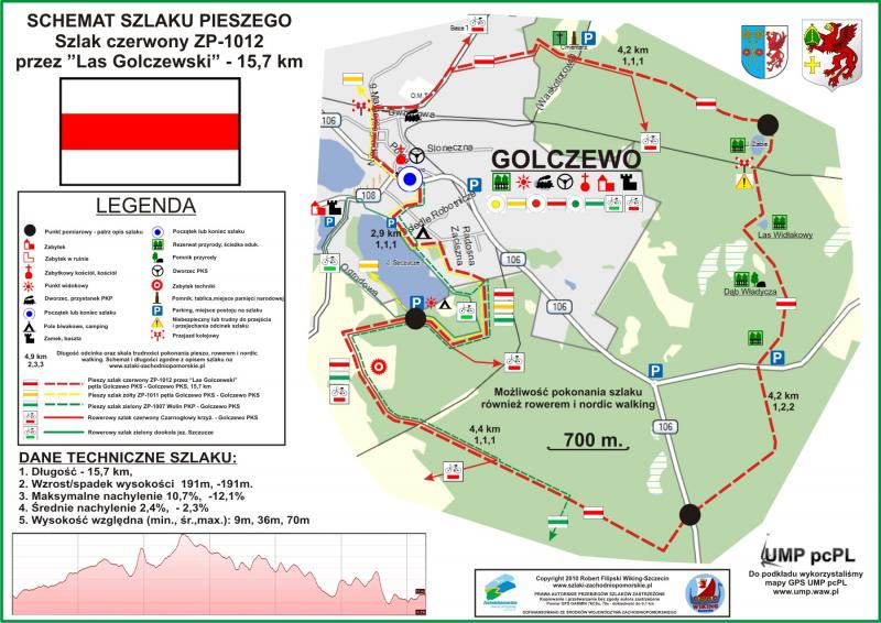 Szlak czerwony pieszy ZP-1012 przez "Las Golczewski", 15,7 km