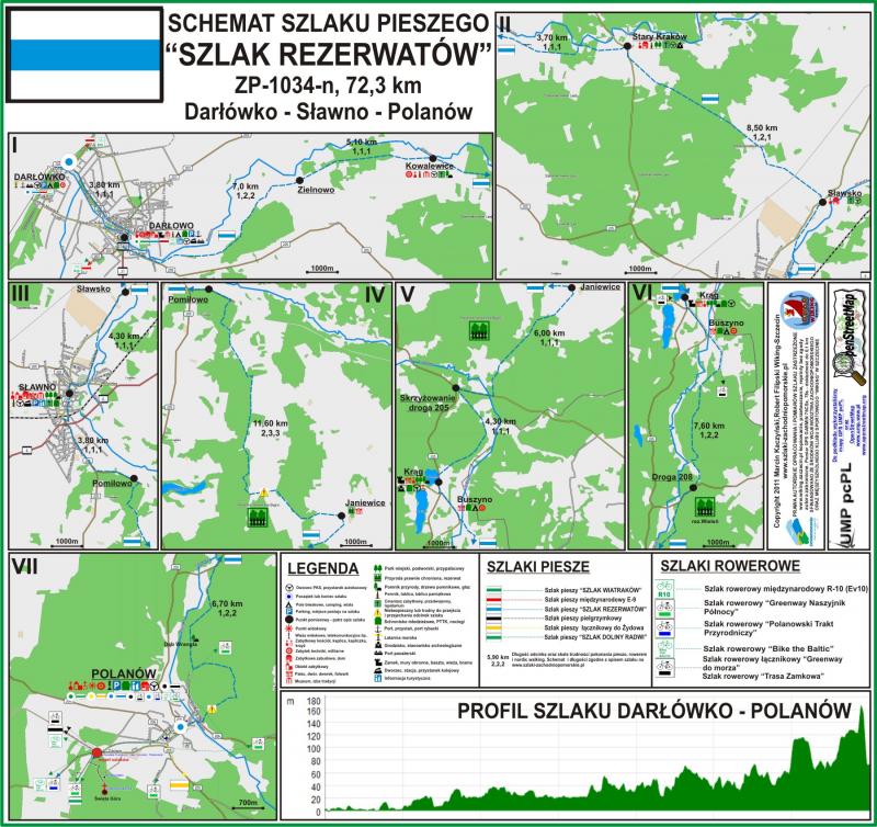 Szlak niebieski pieszy "Szlak Rezerwatów" ZP-1034, Darłówko - Polanów, 73,20 km