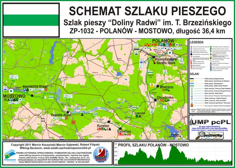 Szlak pieszy zielony "Doliną rzeki Radew", ZP-1032, 36,4 km, Polanów-Mostowo